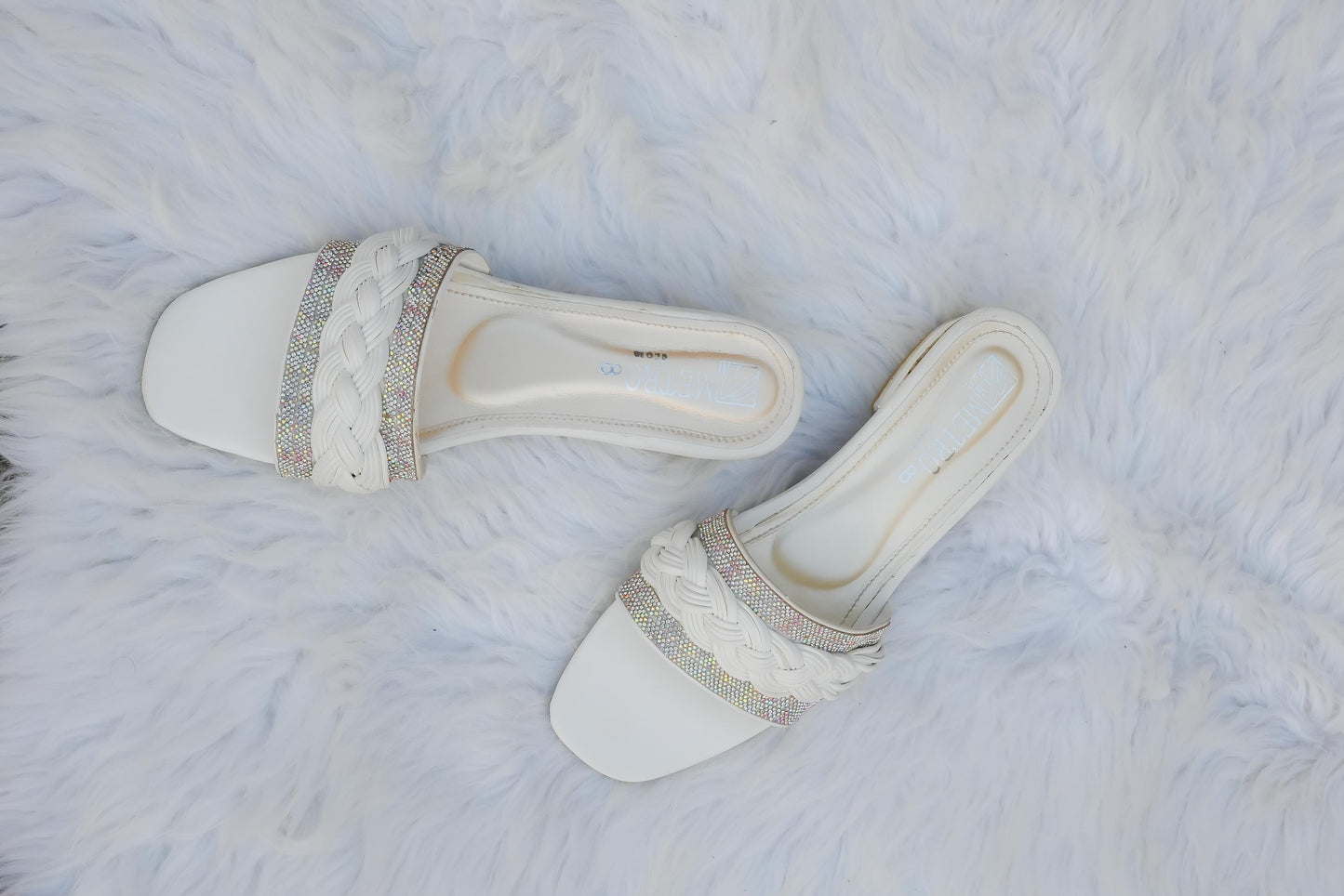 White Braided Fancy Flats