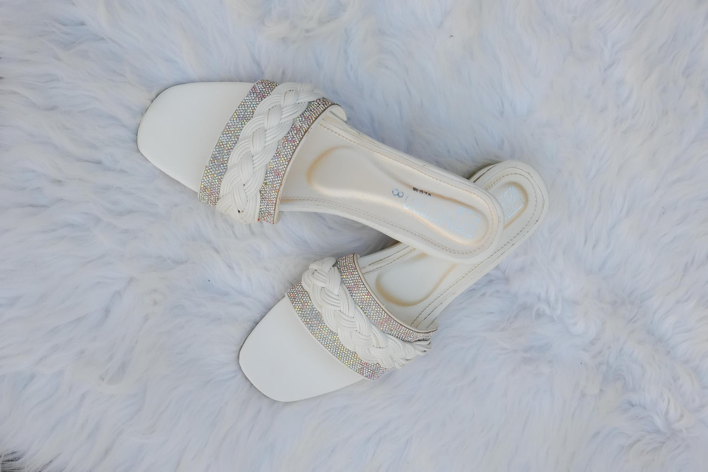 White Braided Fancy Flats
