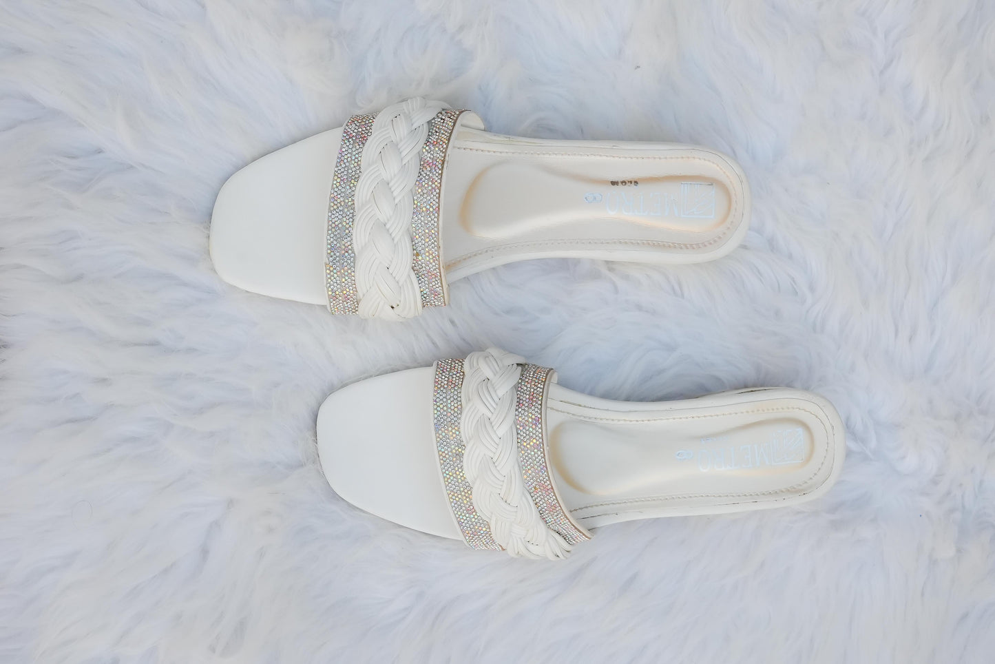 White Braided Fancy Flats