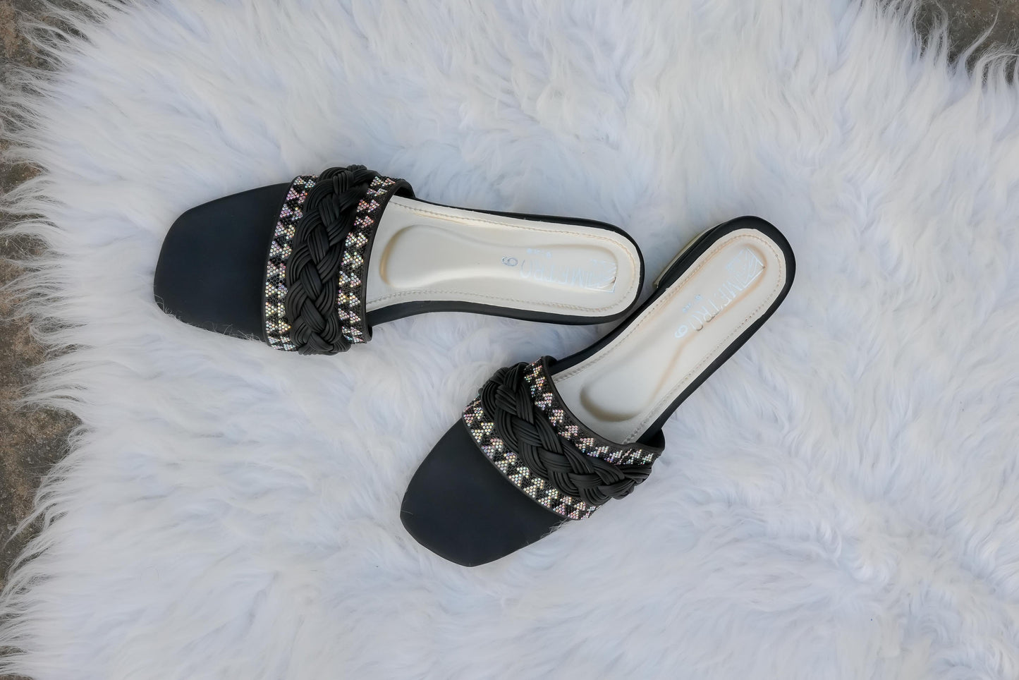 Black Braided Fancy Flats