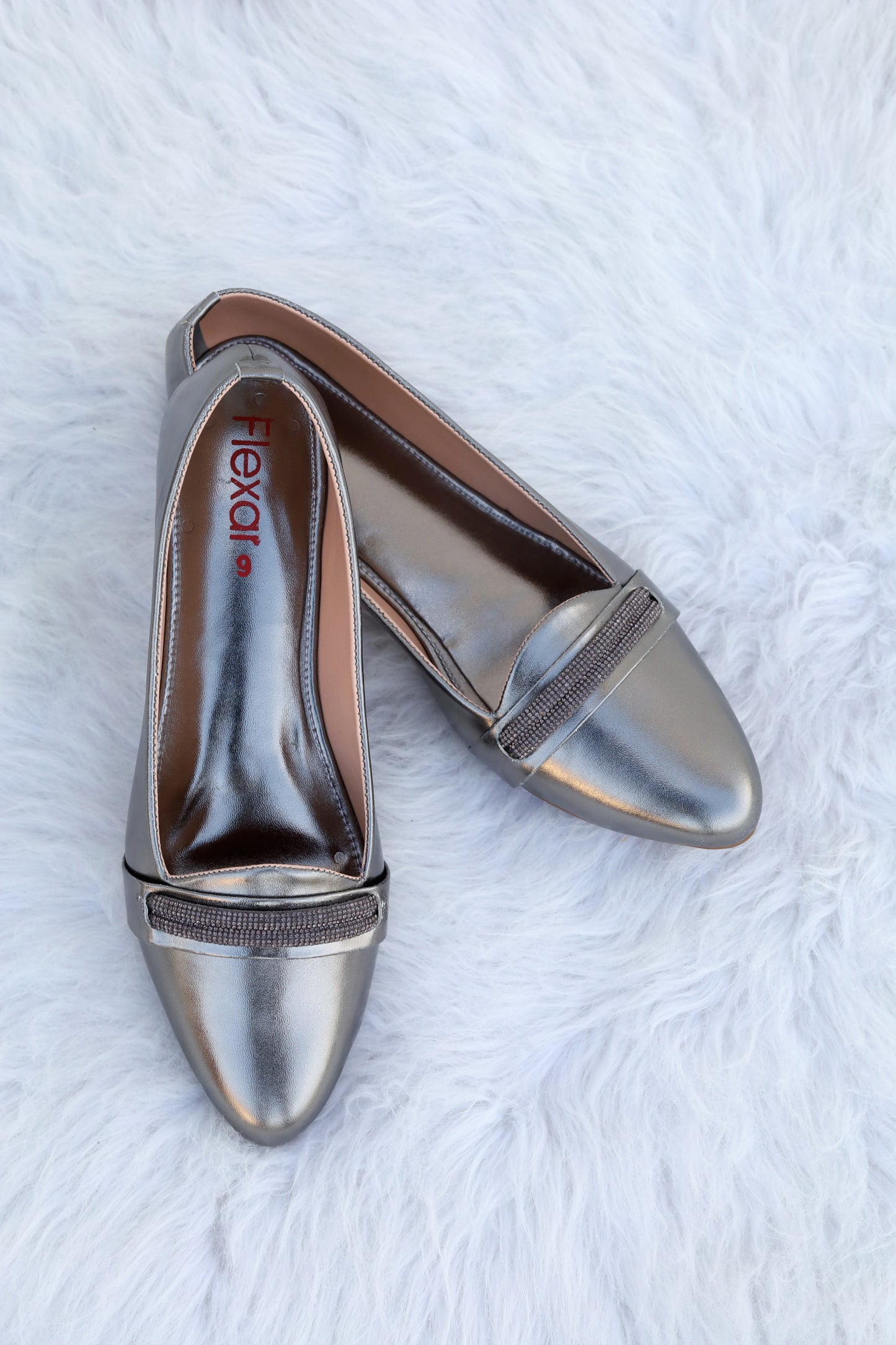 Flexar Shiny Grey Pumps for Women