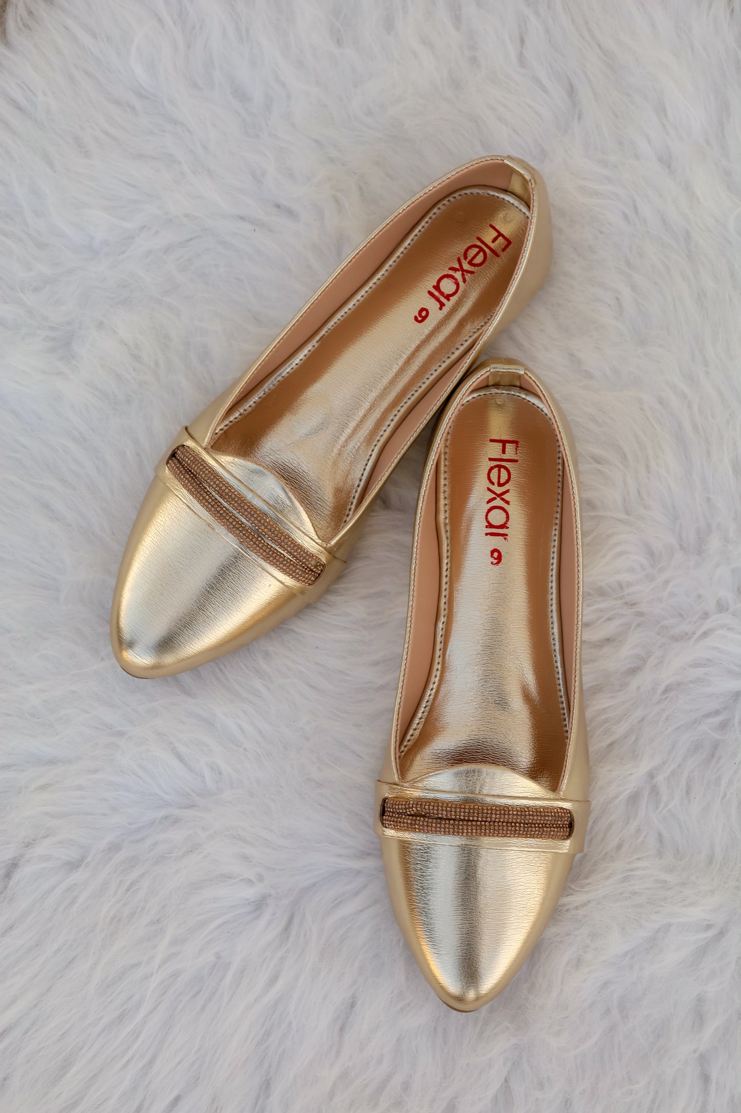 Flexar Shiny Golden Pumps for Women