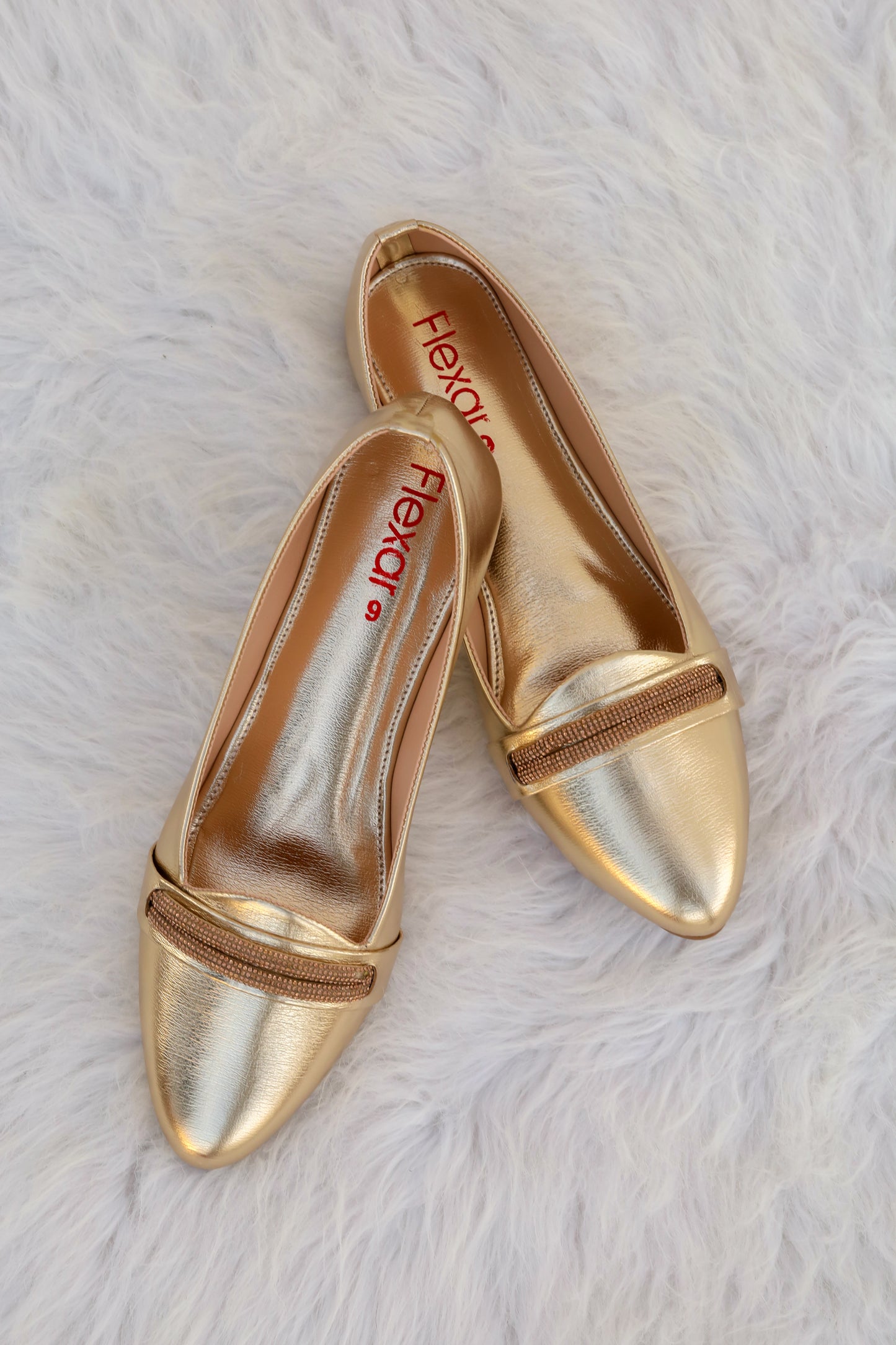 Flexar Shiny Golden Pumps for Women