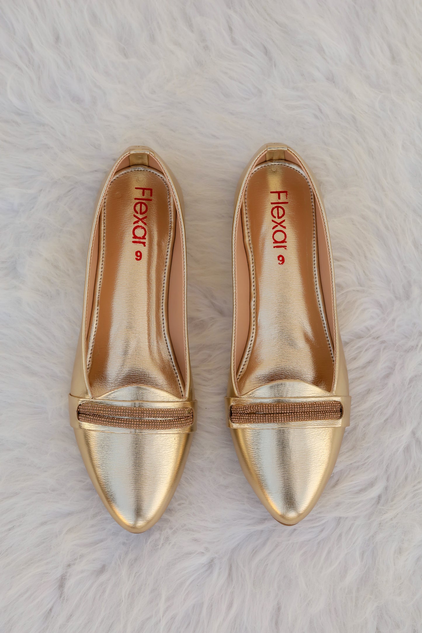 Flexar Shiny Golden Pumps for Women