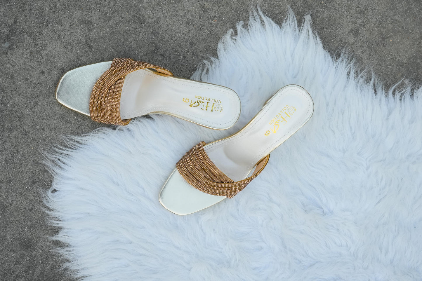 Golden Shiny Strap Heels