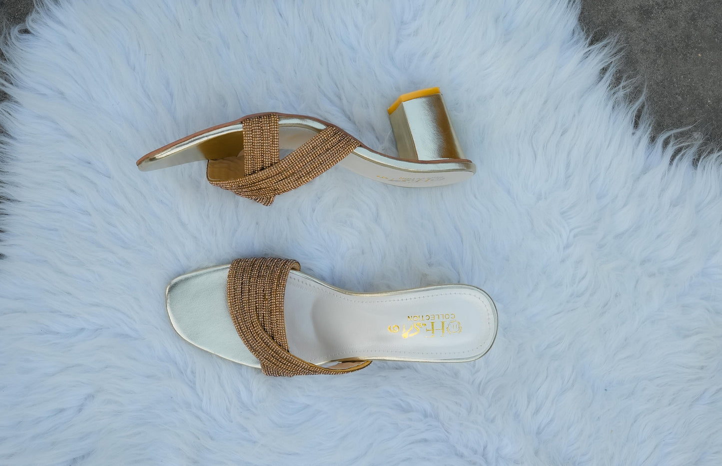 Golden Shiny Strap Heels
