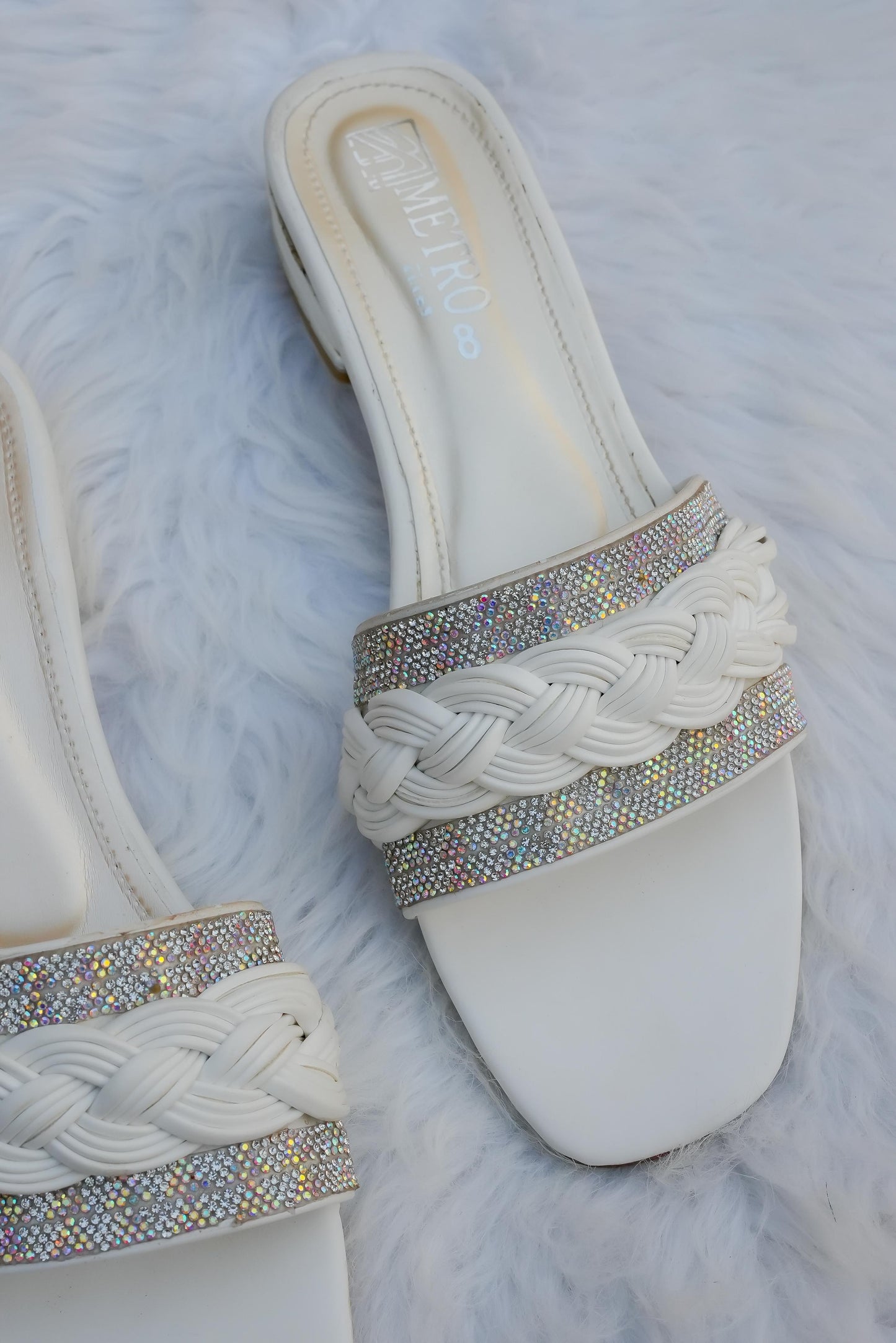 White Braided Fancy Flats