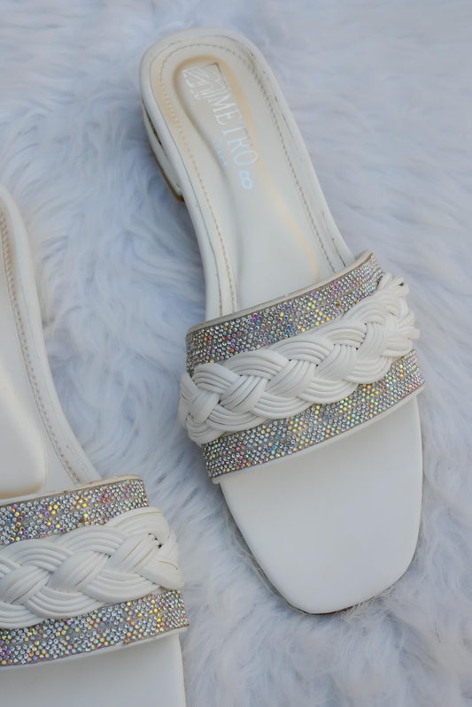 White Braided Fancy Flats