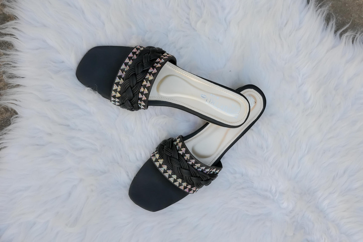 Black Braided Fancy Flats